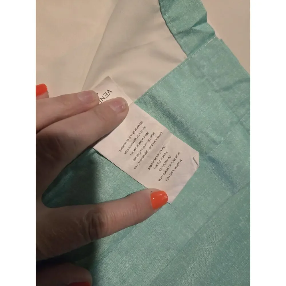 Your Zone Cabana Stripe Curtain Panels Mint Aqua White 30x84 Set of 3